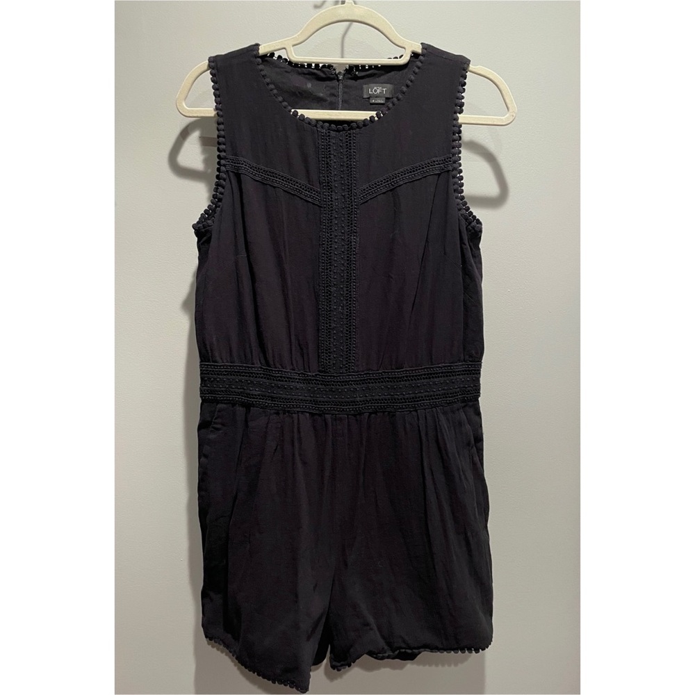 Loft black linen romper. Size 4.